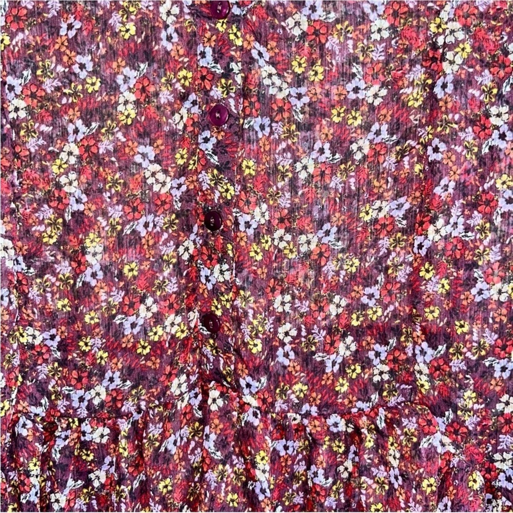 Lane Bryant Floral Sheer Flowy Button Front Blouse - Picture 7 of 9